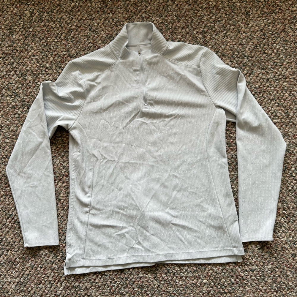 NIKE 1/4 zip lightweight athletic shirt, light grey almost white in color